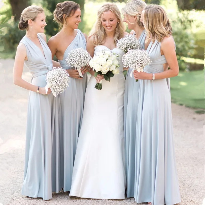 

18 colors Multiple wearing methods Covertible Bridesmaid Dresses Floor length Country Beach Wedding Party Gowns Long Prom Dress