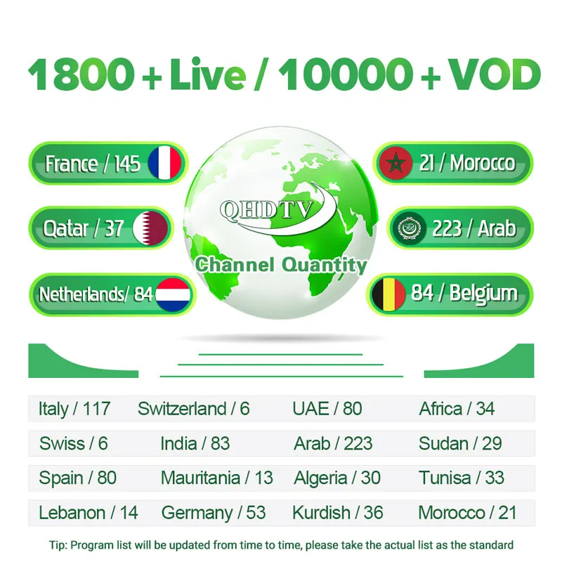 Q9 Arabic IPTV Box Android 8.1 TV Receivers With QHDTV IPTV Subscription IPTV Arabic France Belgium Netherlands Tunisia IP TV