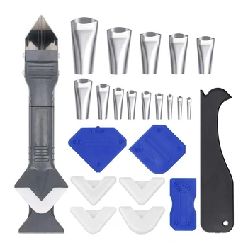 

24Pcs Perfect Caulking Tool Set Caulking Finisher Kit Stainless Steel Sealant Caulk Nozzle Kit 3 in 1 Caulking Tools
