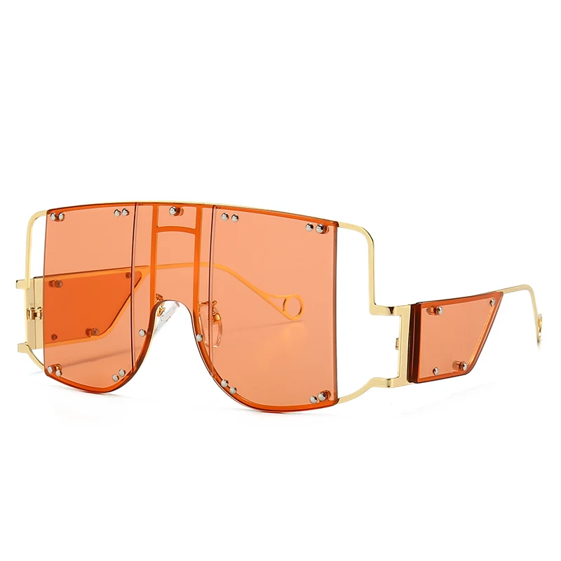Модные квадратные солнцезащитные очки для женщин, новинка, большие розовые очки, роскошные дизайнерские солнцезащитные очки знаменитостей, ширина дужек, глобальная популярность - Цвет линз: orange