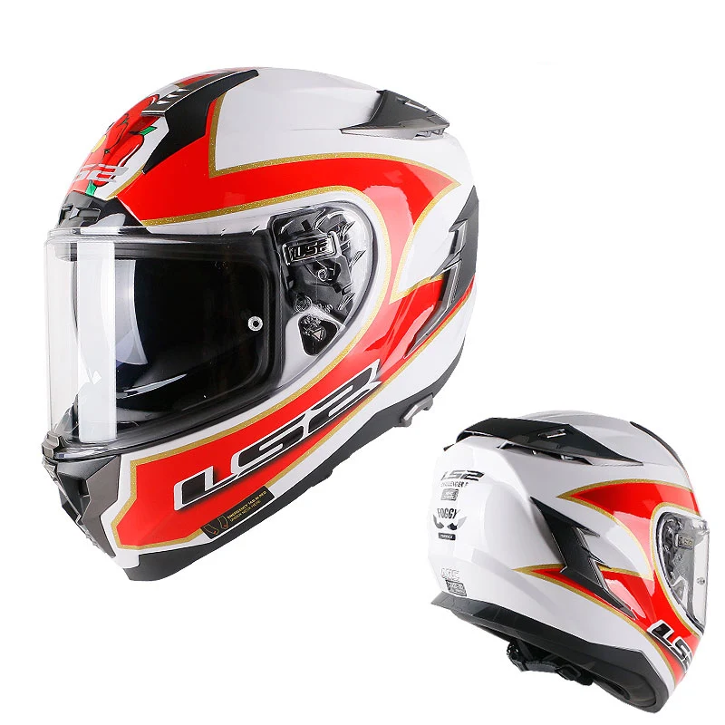 LS2 FF327 Полнолицевой шлем из углеродного волокна и fiberg super run мотоциклетный шлем для мужчин локомотив гоночный автомобиль козырек - Цвет: fiberglass red white
