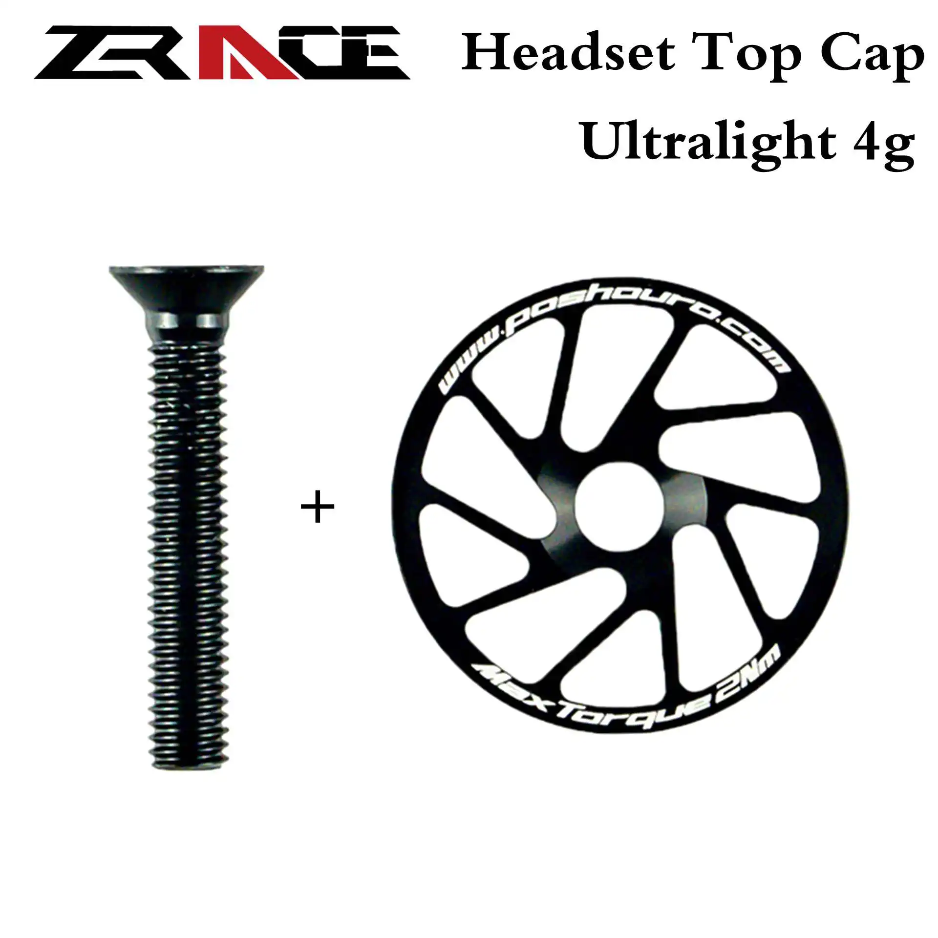 

ZRACE Ultralight Headset Top Cap Screw Titanium Alloy MTB Bike Stem Top Cap Headset Cover 28.2MM Bicycle Parts Black