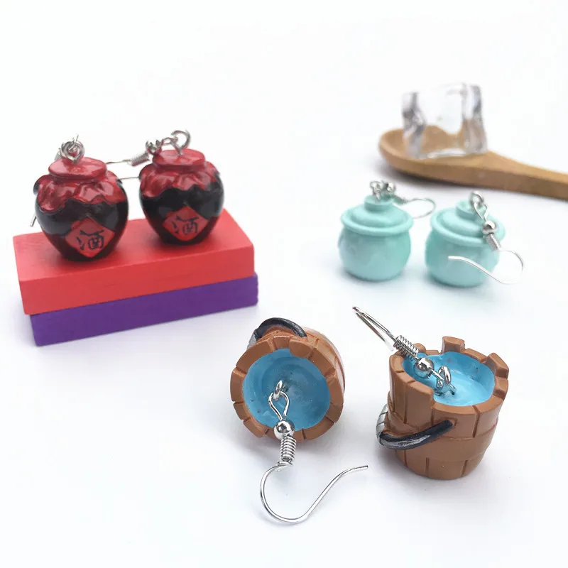 Креативные китайские Винтажные серьги подвески в виде бутылки вина зеркальные