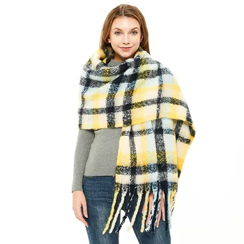 

2020 Winter Scarf For Women Luxury Brand Plaid Design Cashmere-like Warm Thick Long Scarves new taessel scarf 06