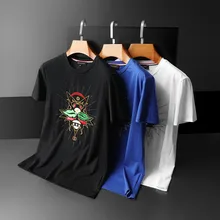 Camiseta de manga corta con bordado de abeja para hombre, camiseta con cuentas bordadas, moda de verano, nueva