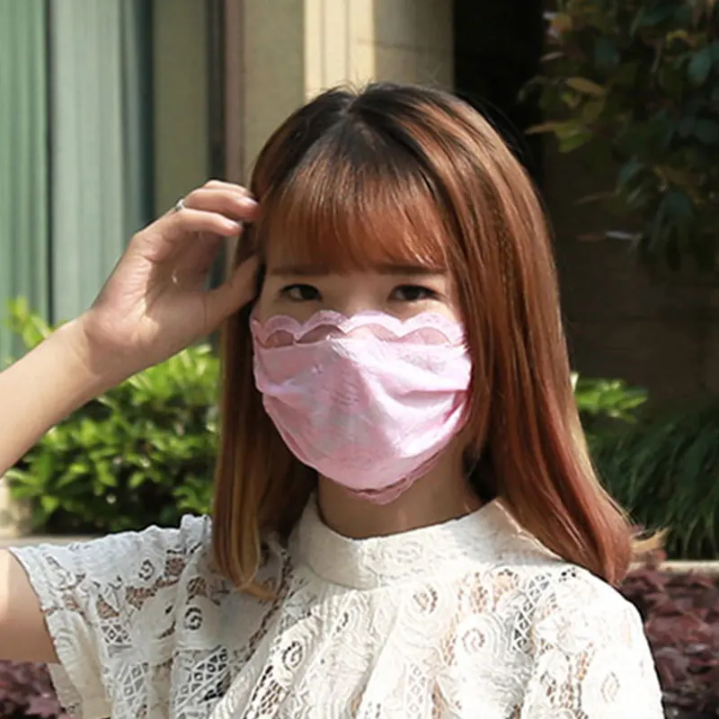 Fashion Lace Mask Women Solid Breathable Cotton Face Mask Sweet Female Reusable Sunscreen Mouth Cover Spring Summer Mouth-muffle