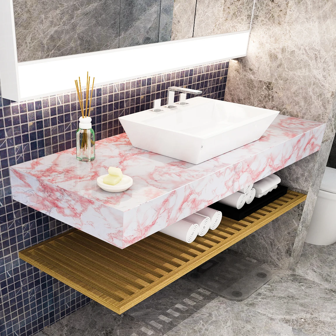 1M/2m Marble Waterproof Countertop Wall Stickers Vinyl Self Adhesive Wallpapers Decorative Film Kitchen Cabinets Contact Paper