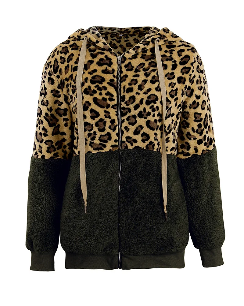 Зимнее пальто Женская леопардовая куртка из овчины Меховая куртка с искусственным капюшоном меховая куртка с плюшевым мишкой теплая клетчатая меховая Верхняя одежда Повседневная Женская одежда