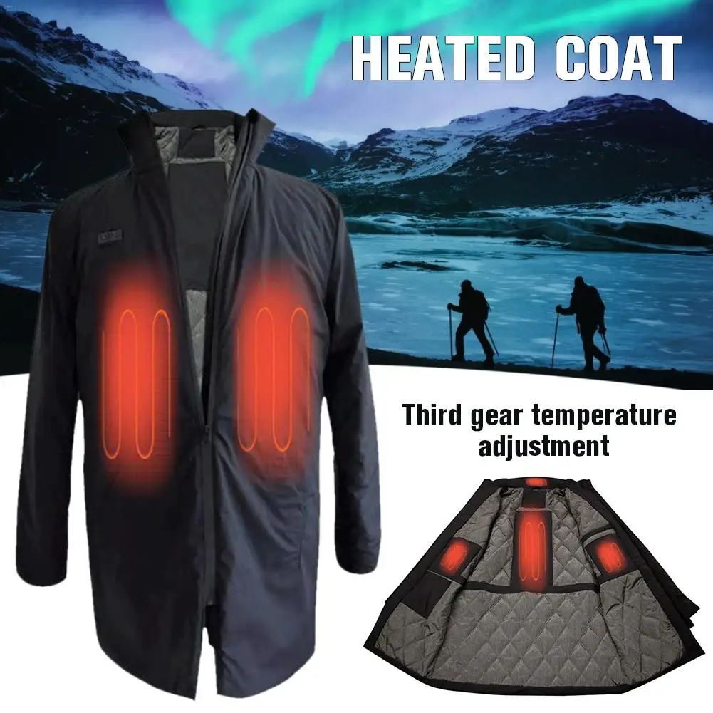 

3 Levels Temperature Control Men's Lightweight Padded Heated Coat With USB Charging (Battery No Included)