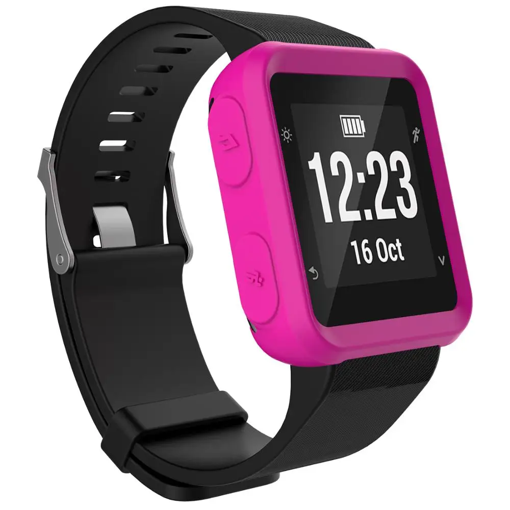Rose red Для Garmin Forerunner 35 защитный чехол силиконовый чехол+ закаленная пленка Смарт-часы браслет защитный чехол s Аксессуары - Цвет: Rose red
