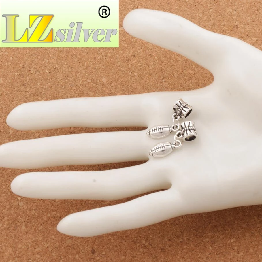 Soccer Rugby Football Sports Charm Beads 100pcs zinc alloy Fit European Bracelets B567 26.7x7mm