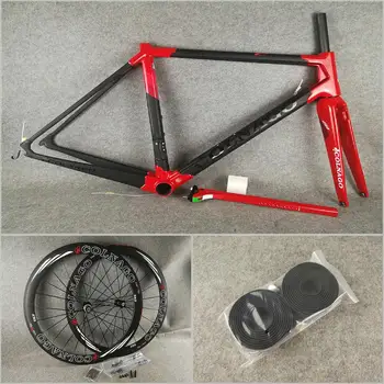 

Black Red T1100 UD Colnago C64 carbon road frames and 50mm carbon wheels 23mm width Novatec A271 hubs EMS UPS XDB shipment