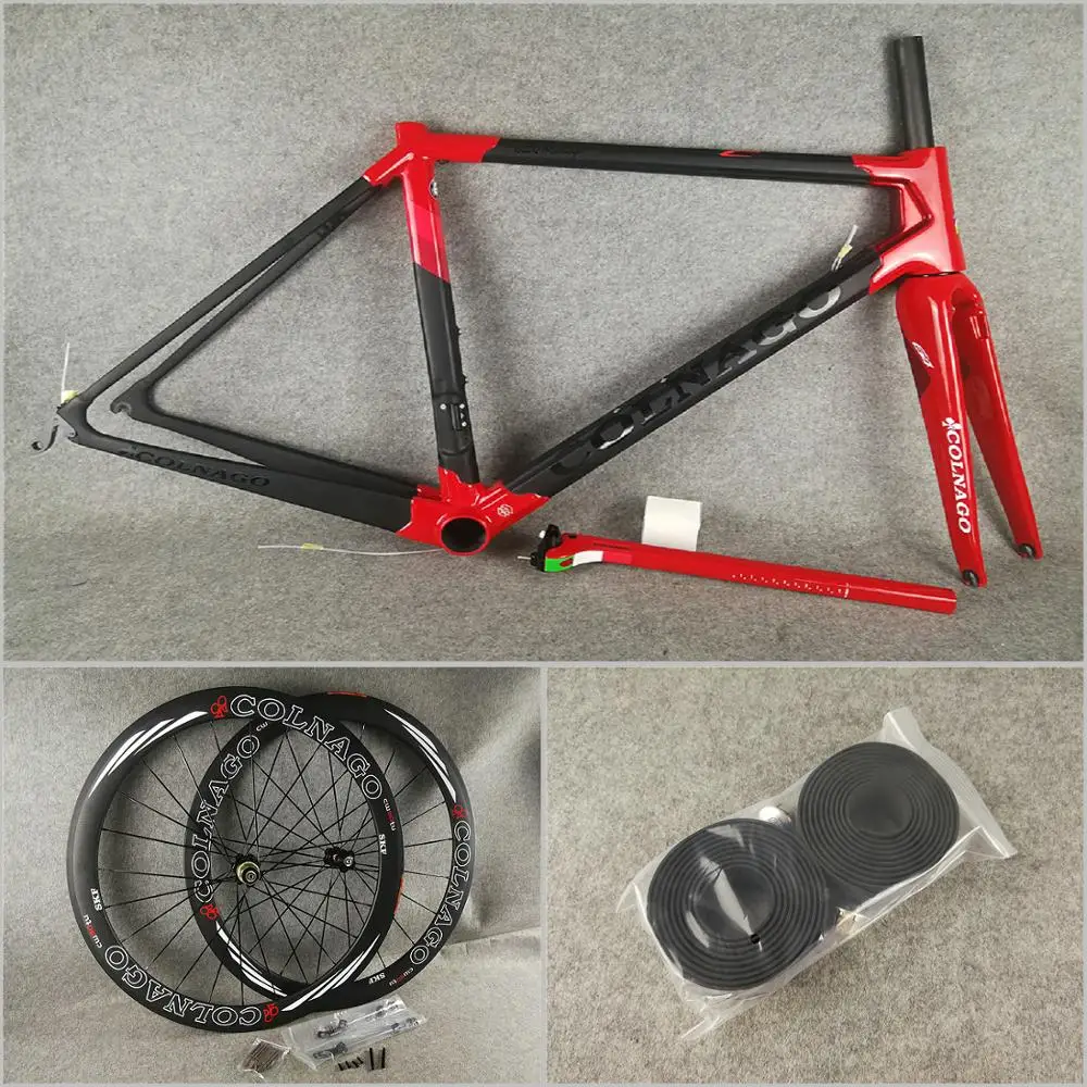 Черный красный T1100 UD Colnago C64 карбоновые шоссейные рамы и 50 мм Углеродные колеса 23