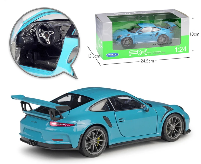 Finest WELLY 1:24 Scale Diecast Simulator Car Porsche 911 GT3 RS Model Car Alloy Sports Car Metal Toy Raci