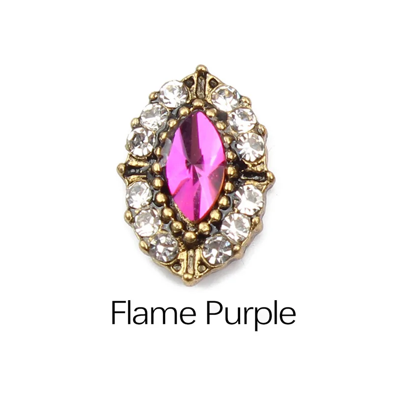 Flame purple Дизайн ногтей, конский глаз, стразы, металлический сплав, Стразы для ногтей, украшения для маникюра, сделай сам - Цвет: Flame purple