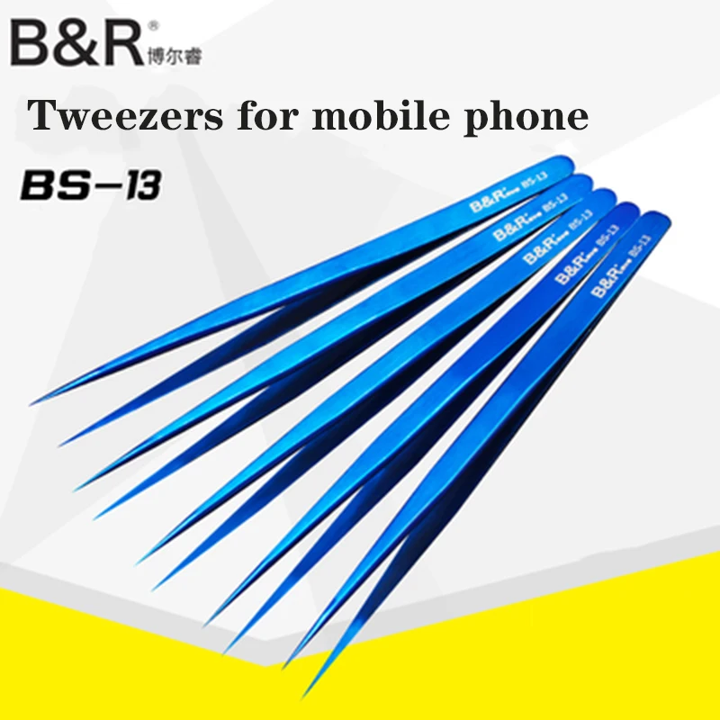 

Blue Flying Line Ultra Thin Slim Sharp Tweezers Stainless Steel Straight Tip Hardened Electronics Components Repair Tools