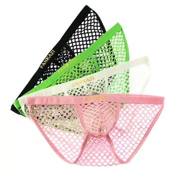

Transparent Briefs Mens Mesh Briefs Underwear Sexy High-fork Bikini Panties 4pcs Men's Bulge Pouch Slip Underpants ropa interior