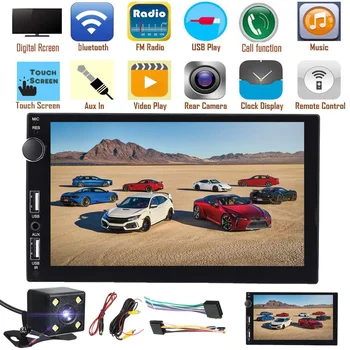 

7 Inch 2Din Car MP5 Player 2 USB Port 2.1A Fast Charge Multimedia Player Car Radio with Car Rear Camera