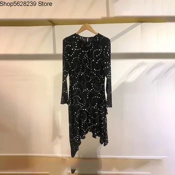 

Law Single 2020 Stars Floral Slim Fit Temperament Long Sleeve Women's Wear Dress 190512