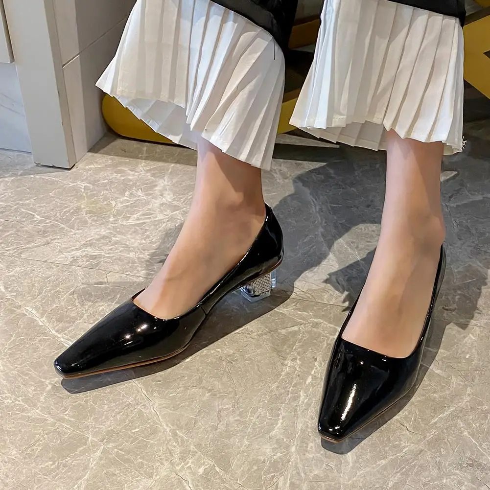 

SARAIRIS Branf Female Spring Pumps Low Heels Square Toe Genuine Leather Pumps Women 2020 Casual Office Dress Shoes Woman