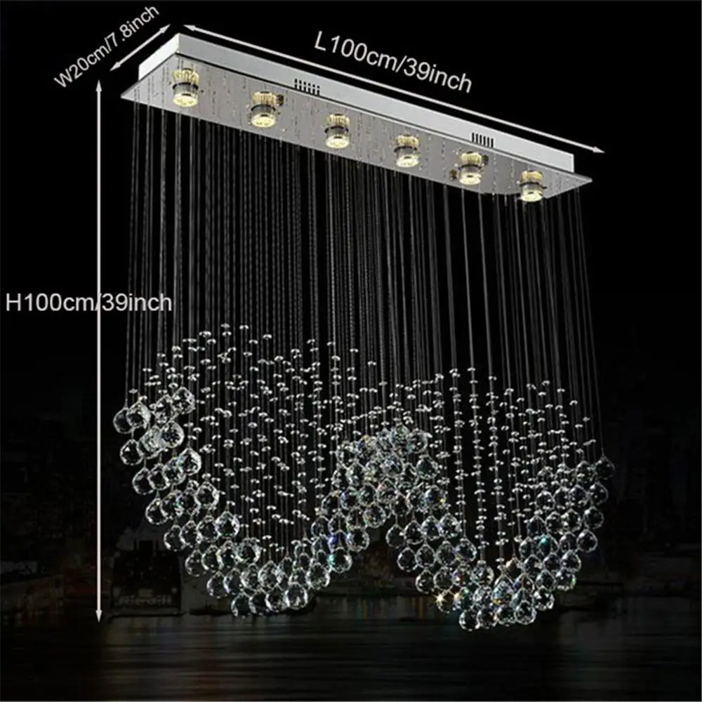 Современная прямоугольная хрустальная люстра L100 * W20 h100 см потолочный светильник