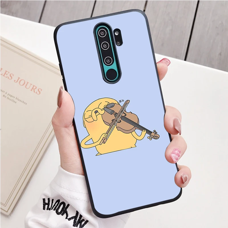 xiaomi leather case handle adventure time black Silicone Phone Case For Redmi note 9 8 7 Pro S 8T 7A Cover xiaomi leather case charging Cases For Xiaomi