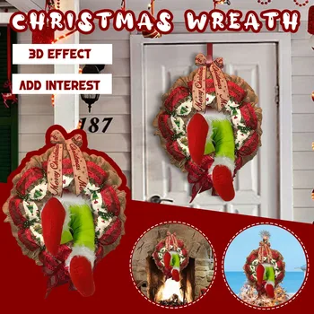 

How the Christmas thief Stole Christmas BurlapWreath Christmas Decoration supplies Gift Рождество