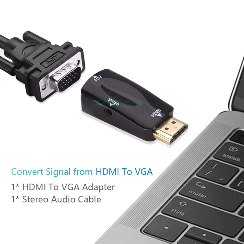 Roreta Adattatore da HDMI a VGA Audio Cavo Convertitore Maschio a Femmina HD 1080P Per PC TV Del Co