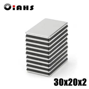 

5pcs F30x20x2mm Super Powerful Strong Rare Earth Block NdFeB Magnet Neodymium N35 Magnets F30*20*2mm- Free Shipping