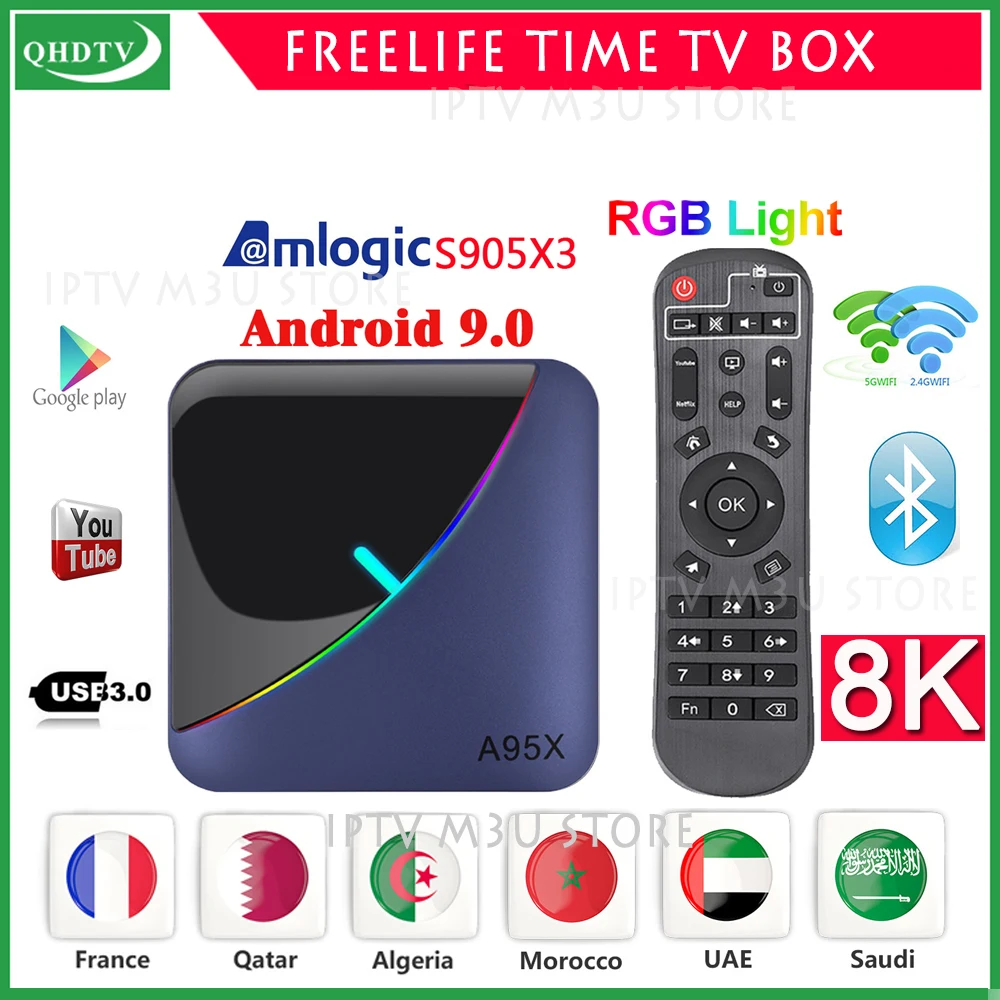 A95XF3 Air RGB светильник TV Box Android 9 0 4 Гб 64 Amlogic S905X3 8K HD 2 4/5G Wifi Netflix медиа сервер Tv |