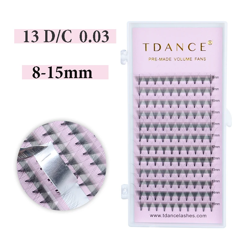 TDANCE nature lashes 13D предварительно сделанные объемные веера idividual ресницы для наращивания 0,03 мм 8-15 мм короткий стержень softmake up Инструменты