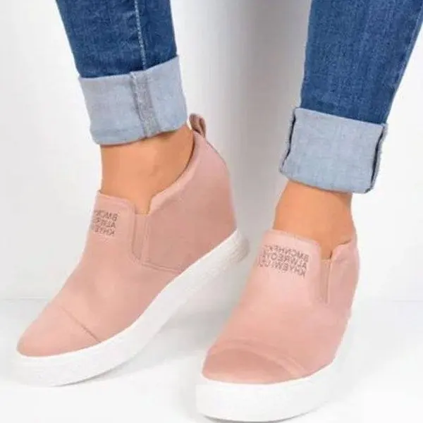 2021 New Pattern Spring Autumn Female Solid Color Wedges Platform Sneakers Hidden Heel Height Increasing Casual Shoes For Women
