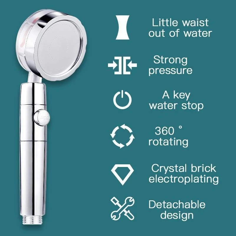 Zhang Ji New Style Turbine Spiral Outlet Water Turbocharged Shower Head 360 Rotating High Pressure Handheld Shower Nozzle
