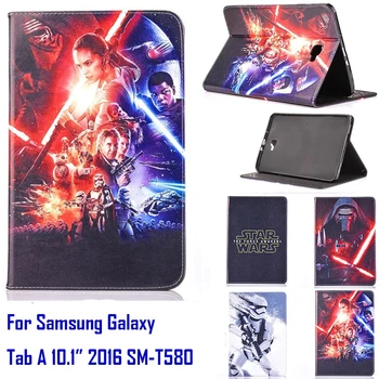 

For Samsung Tab A 10.1" 2016 T580 T585 T580N Case Movie Star Wars Minions Pokemon Go cute Pikachu Cover stand coque para capa
