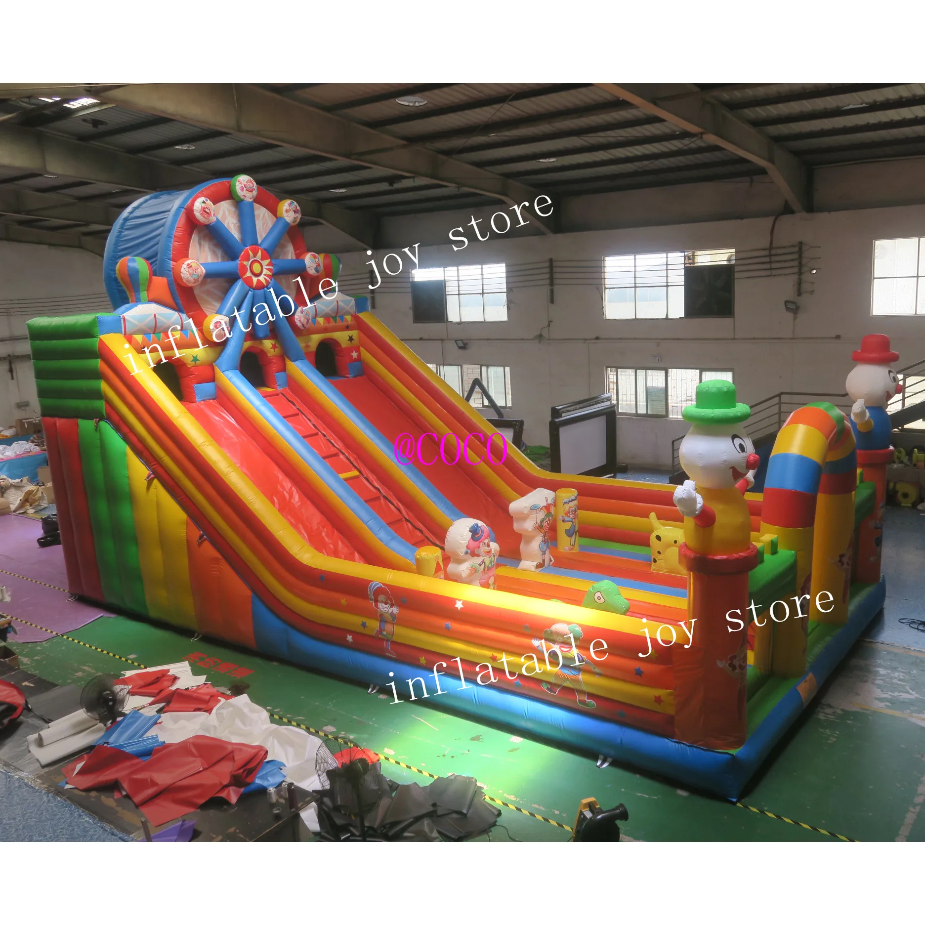 sea shipment,Clown theme inflatable slide,commercial circus bouncy castle bouncer slide funny playground 2