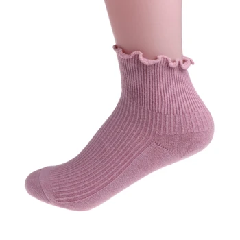 

Sweet Pure Color Cotton Lace Ruffles Harajuku Frilly Edge High Quality Socks