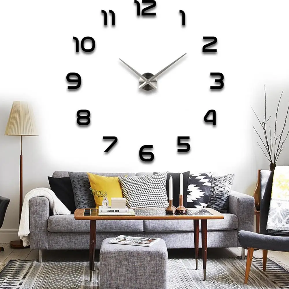 

3D Numbers DIY Wall Clock Frameless Decorative Wall Clock Mute Mirror Surface Wall Stickers Clock