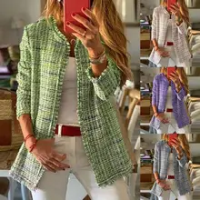 

Jacket Cardigan Women Coat Outerwear Plaid Winter Sweet Autumn Open Front Wool girls chic vintage coat