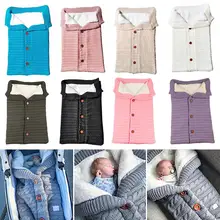 Зимняя кнопка для детской одежды для новорожденных, вязаный Теплый Пеленальный спальный мешок, Детские утолщенные теплые ткани для дома, путешествий на открытом воздухе