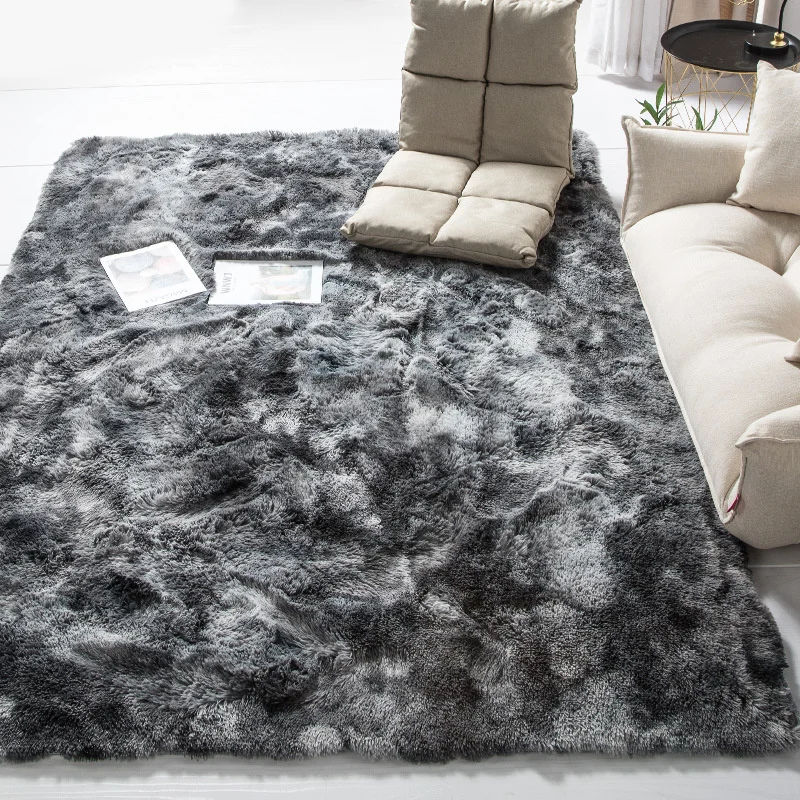 Fluffy Tie Dye Carpets For Bedroom Decor Modern Home Floor Mat Large Washable Nordica In The Living Room Soft White Shaggy Rug | Дом и сад
