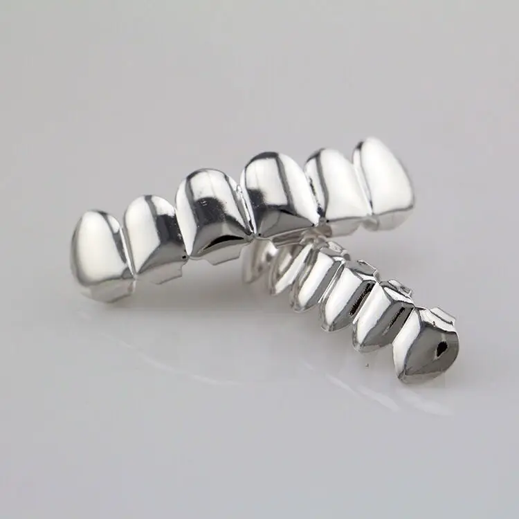 silver color В Стиле Хип-хоп, золотые зубные грили, верхние и нижние грили, зубные губки в стиле панк, колпачки для зубов, косплей, вечерние, зубные рэпперы, ювелирные изделия, подарок - Окраска металла: silver color