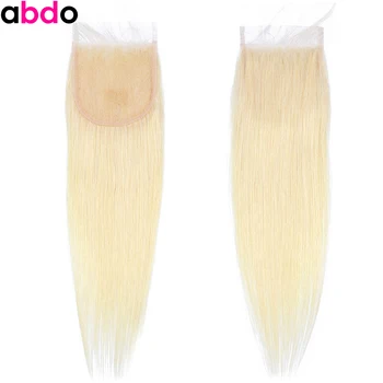 

613 Straight Lace Closure Blonde Brazilian Hair Closure Remy 100% Human Hair Closure 4*4 Closures Free Part Free Shipping Abdo