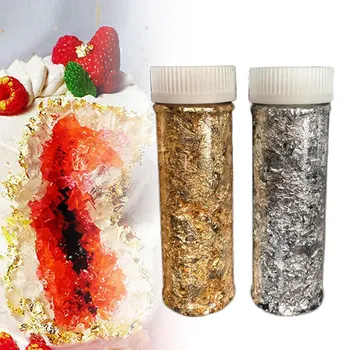 

1 bottle Decorative Gold Leaf Flakes 2g Gold Silver Confetti DIY Nail Art Paiting Materials Decorating Foil Paper Party Supplies