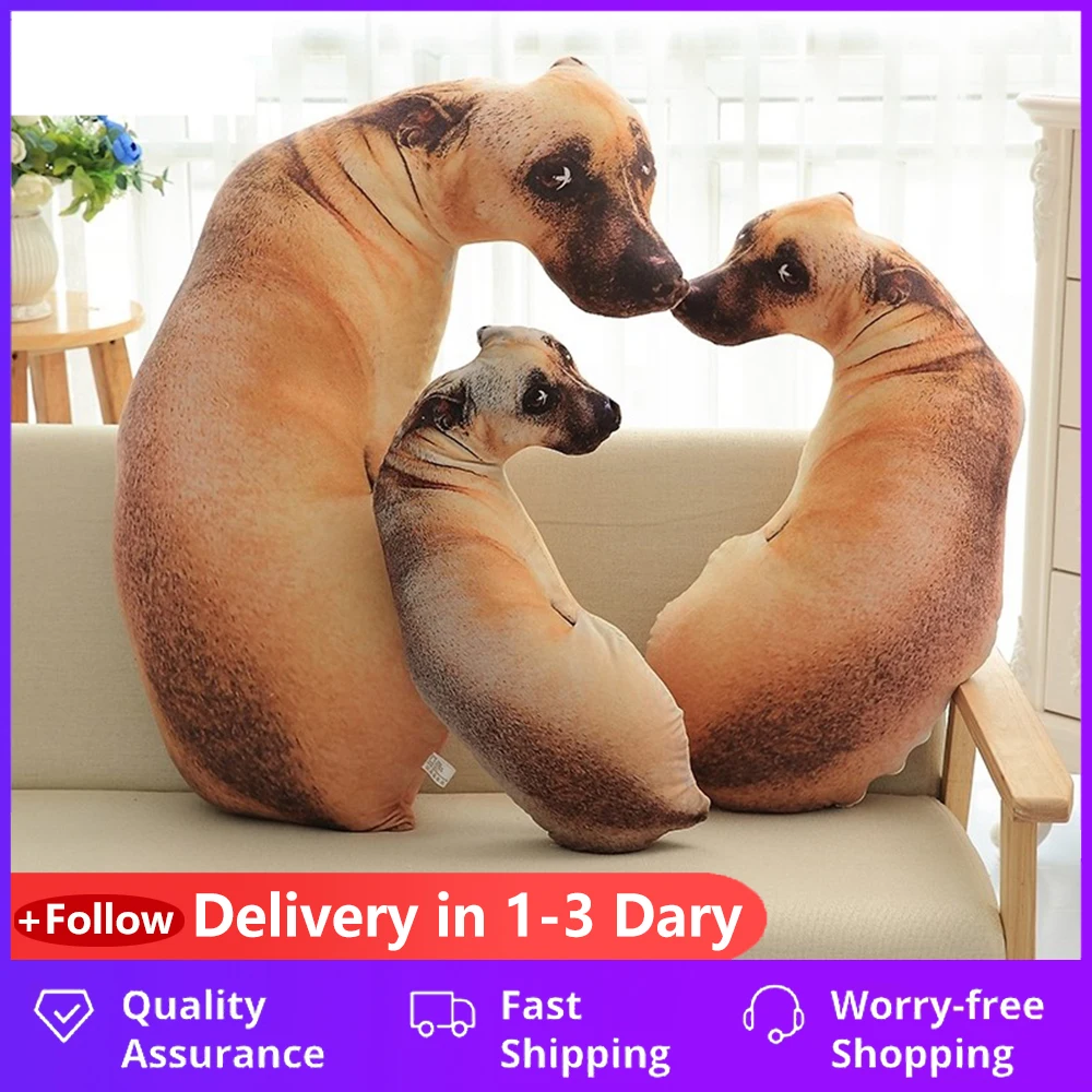 Almohada con estampado de perro en 3D, bonita cabeza de perro, Animal realista, divertida cabeza de perro, Cosplay, cojín de juguete favorito para niños para el hogar