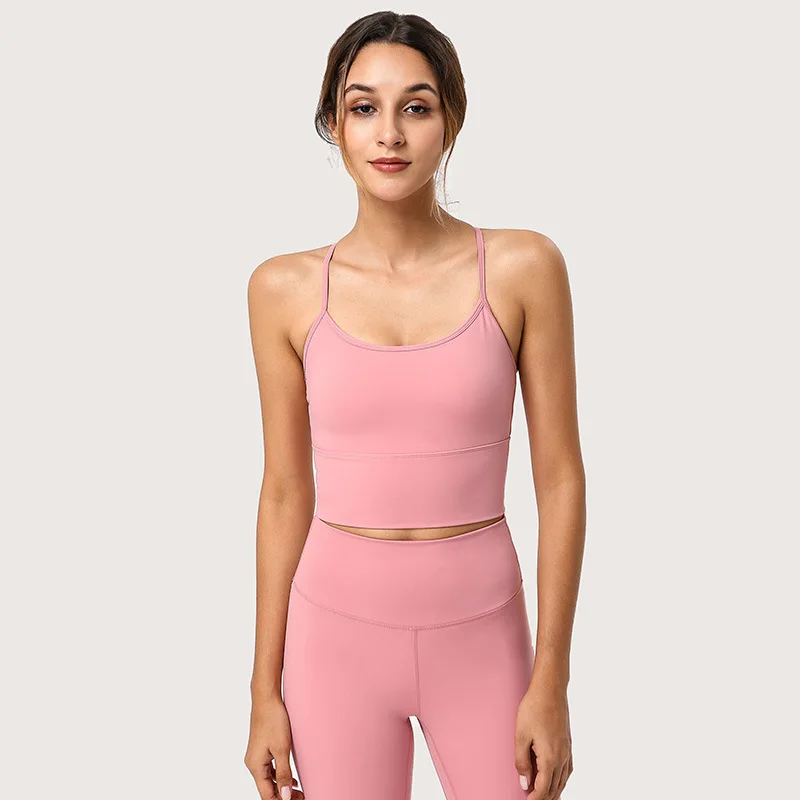 Light pink Imlario Slim Fit майка для занятий йогой для женщин Фитнес Бодибилдинг обрезанный Топ супергибкий с открытой спиной тренажерный зал без рукавов рубашка со встроенным бюстгальтером - Цвет: Light pink
