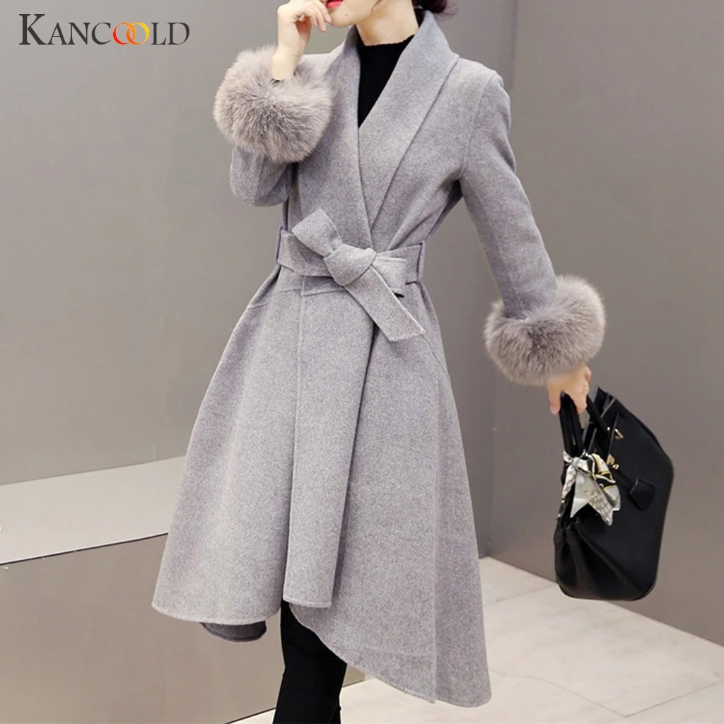 

KANCOOLD coats MINIMALIST STYLE Plus size Ladies Autumn Winter Warm Long sleeve Faux Button coats and jackets women 2019Sep20