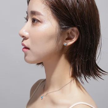 

SA SILVERAGE Female Korea Simple Joyas De Plata 925 Stud Earring Elegant Silver 925 Woman S925 Sterling Female Mermaid Earrings