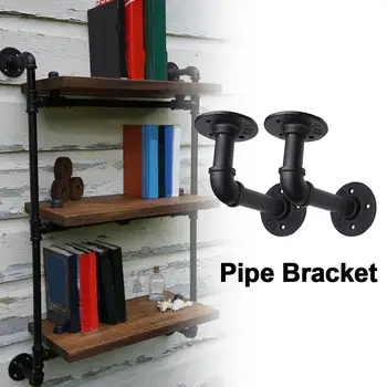 

2Pcs Pipe L Bracket Wall Floating Shelf Vintage Retro Black Iron Industrial Pipe Shelf Bracket Holder Home Decor Storage Holder