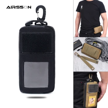 

Men Wallet Card Holder Tactical Molle Waist Bag Waterproof Zipper Coin Purses Carabiner Multifunctional Pocket Hunting EDC Pouch