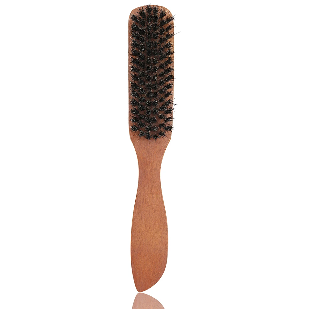 Portable Wood Handle Beard Brush Boar Bristle Men's Facial Mustache Comb Multifunctional Hair Teasing Comb Shaving Cleaning Tool